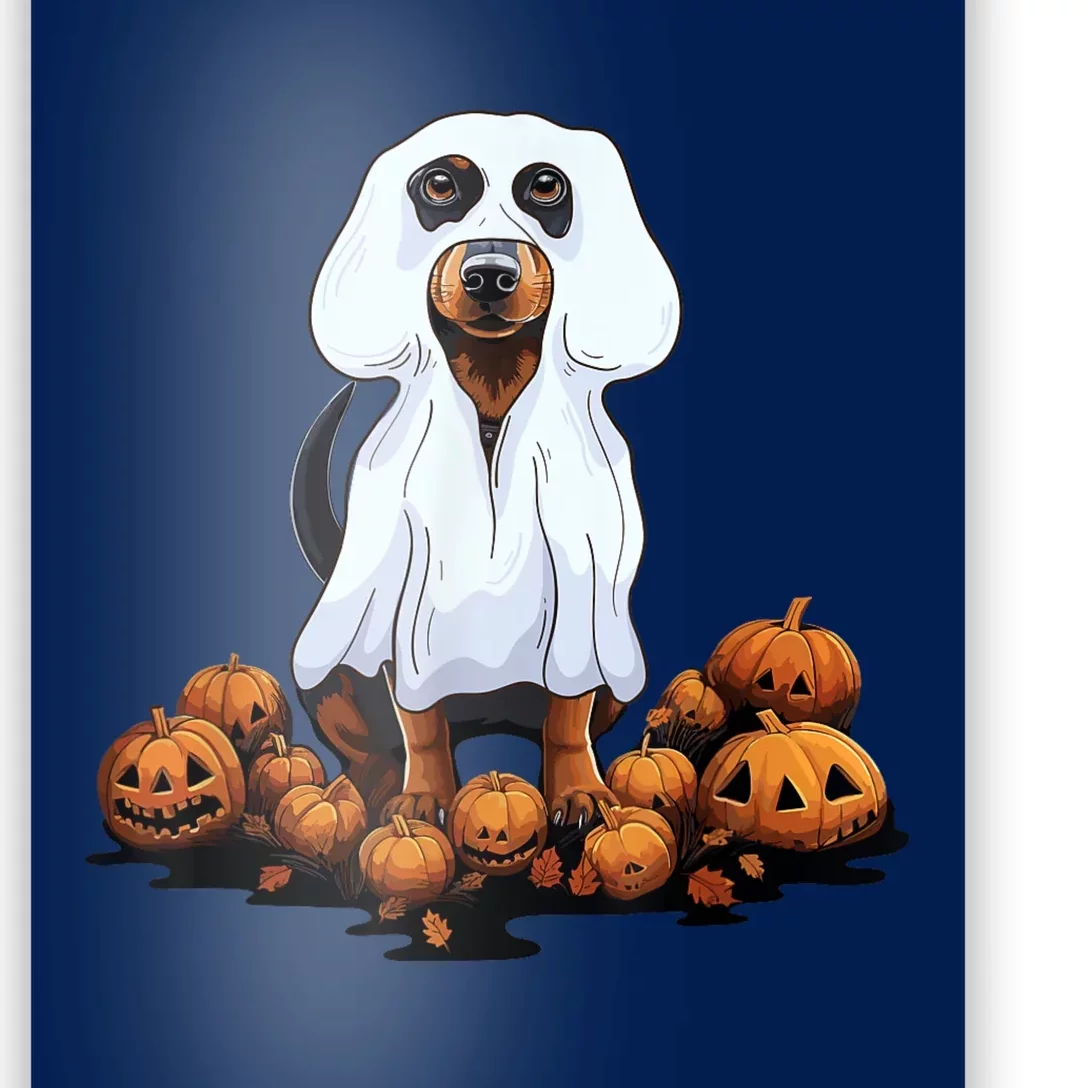 Ghost Dachshund Funny Halloween Wiener Dog Ghost Costume Poster