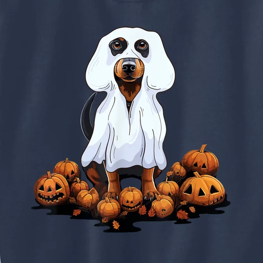 Ghost Dachshund Funny Halloween Wiener Dog Ghost Costume Kids Sweatshirt