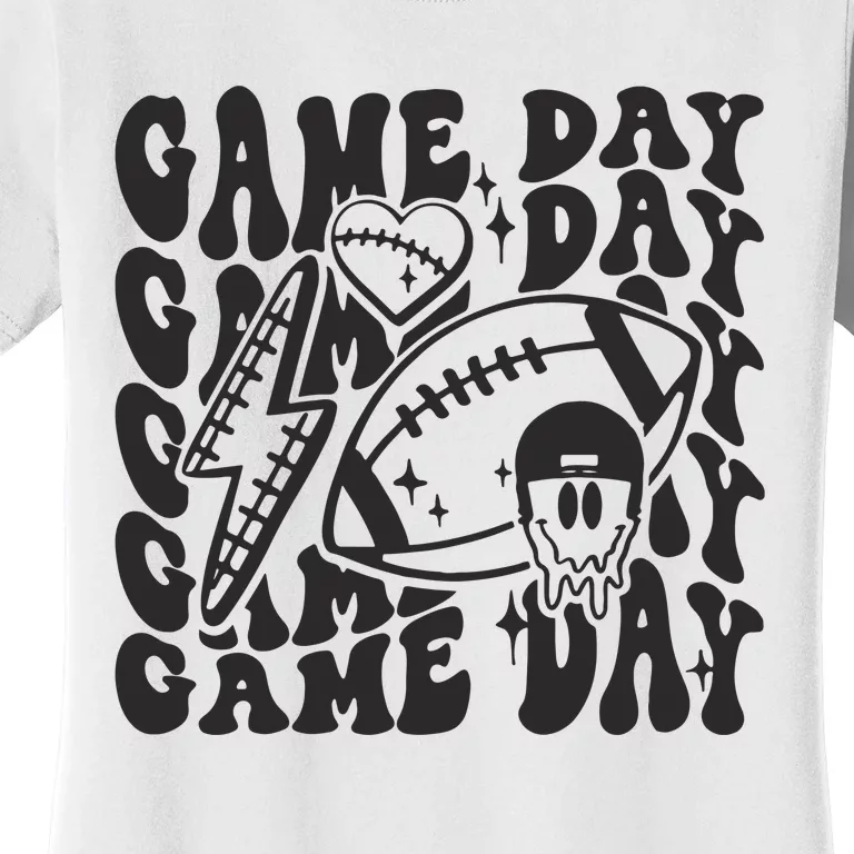 Game Day Football Funny Football Png Touchdown Season Football Fan Women's T-Shirt