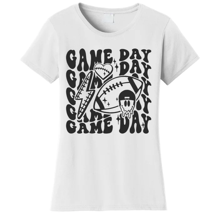 Game Day Football Funny Football Png Touchdown Season Football Fan Women's T-Shirt