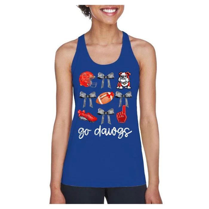 Go D.A.W.G.S Football Game Day Coquette Bulldogs Bow Women's Racerback Tank