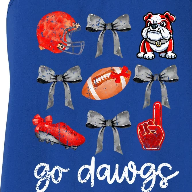 Go D.A.W.G.S Football Game Day Coquette Bulldogs Bow Women's Racerback Tank