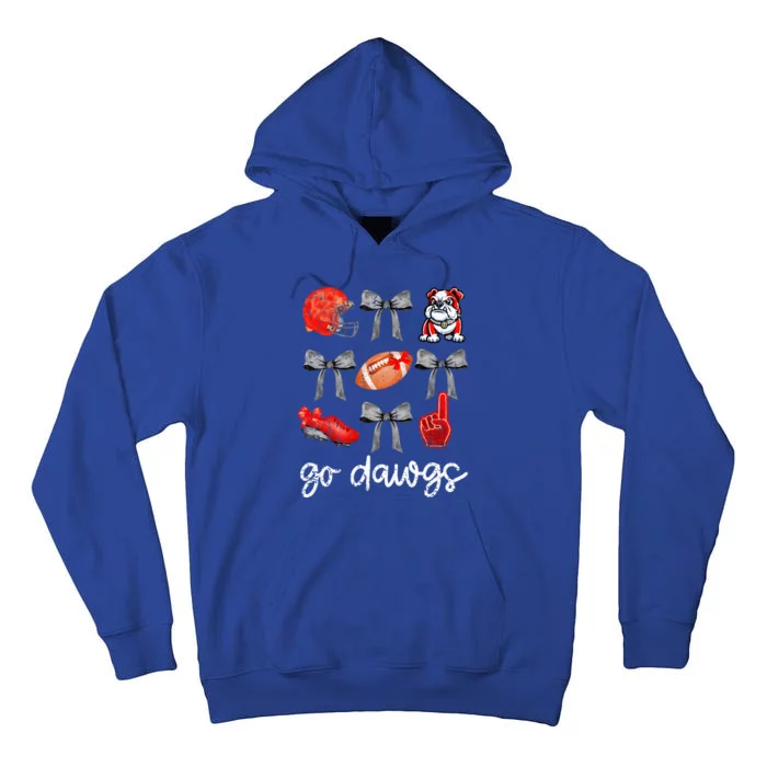 Go D.A.W.G.S Football Game Day Coquette Bulldogs Bow Tall Hoodie