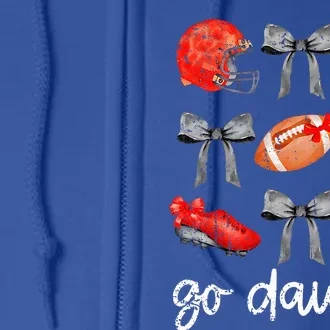 Go D.A.W.G.S Football Game Day Coquette Bulldogs Bow Full Zip Hoodie