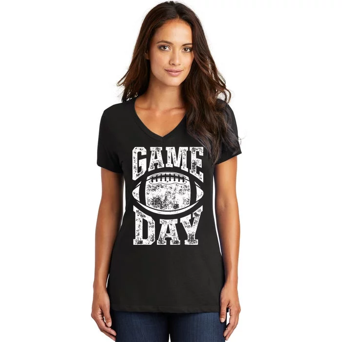 Game Day Football Season Team Sports Vintage Women's V-Neck T-Shirt