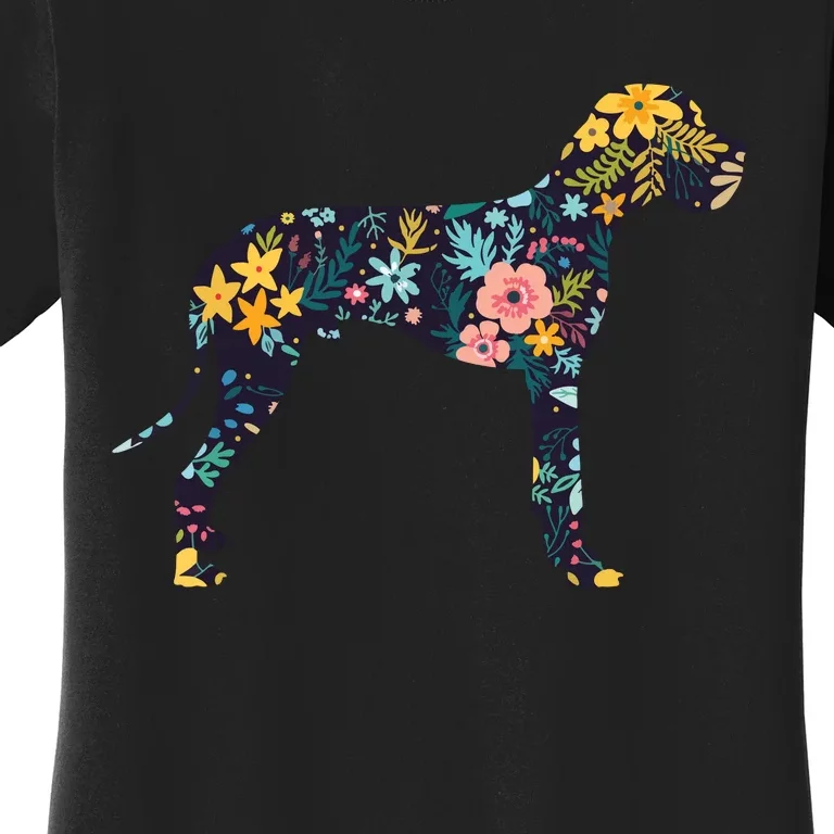 Great Dane Floral Dog Silhouette Womens Graphic Women's T-Shirt