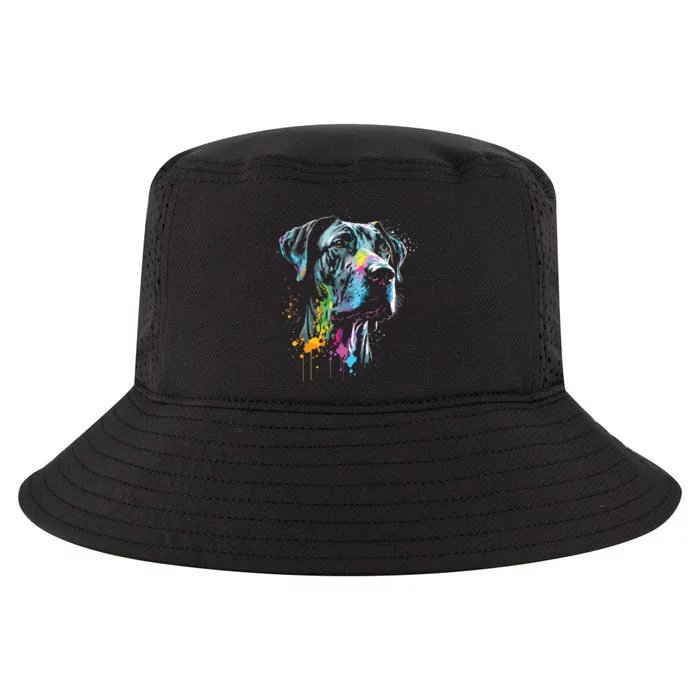 Great Dane Face Splash Art Portrait For Dog Owners Cool Comfort Performance Bucket Hat