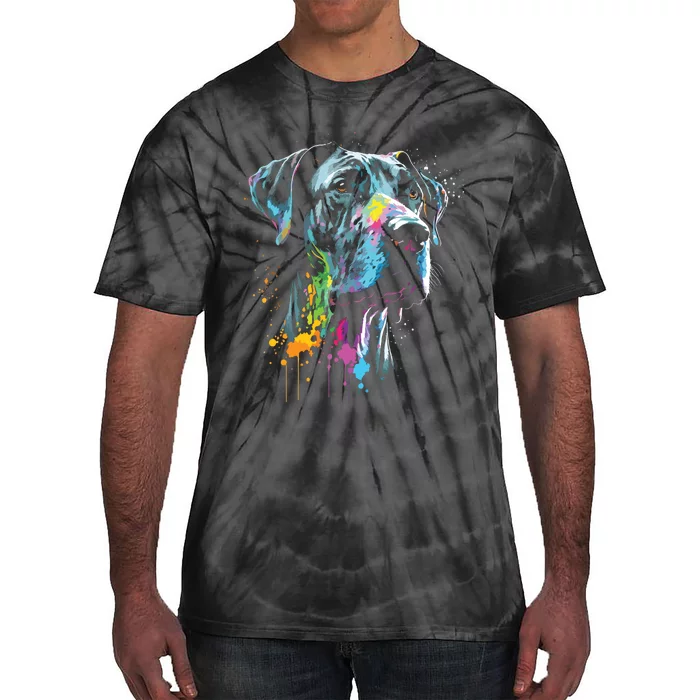 Great Dane Face Splash Art Portrait For Dog Owners Tie-Dye T-Shirt