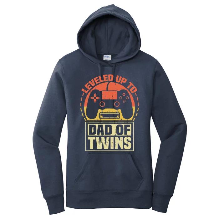 Gamer Dad Fathers Day Leveled Up To Dad Of Twins Vintage Women's Pullover Hoodie