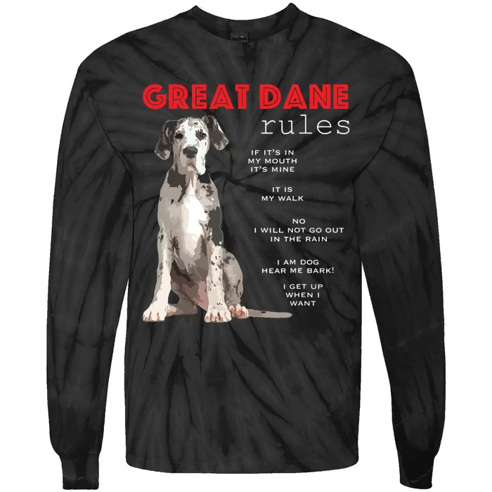 Great Dane Funny Great Dane Lover Tie-Dye Long Sleeve Shirt