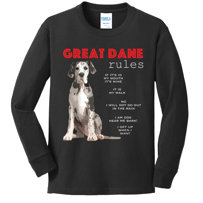 Great Dane Funny Great Dane Lover Kids Long Sleeve Shirt