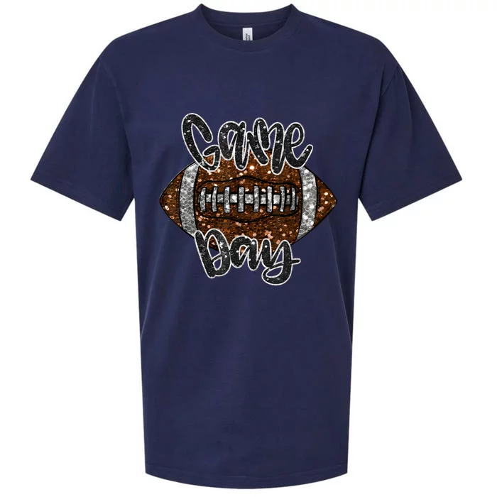 Game Day Football Bling Bling Football Lover Fall Autumn Sueded Cloud Jersey T-Shirt