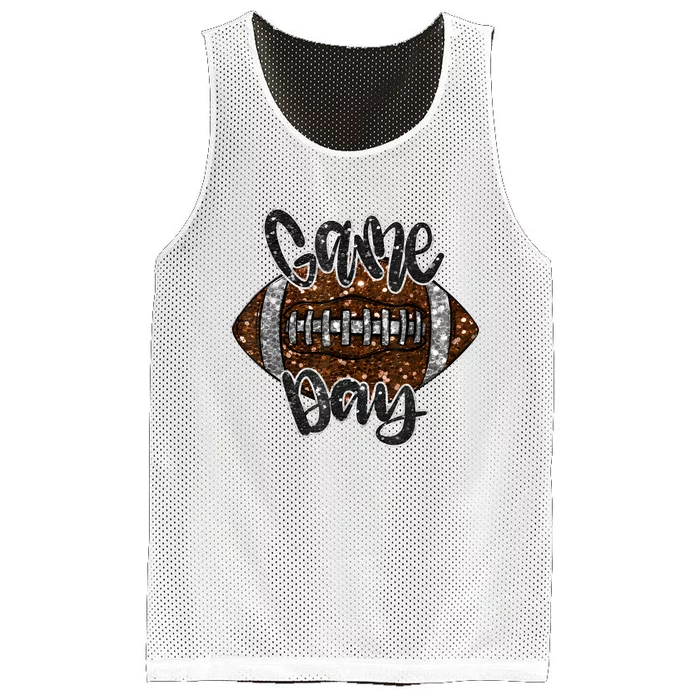 Game Day Football Bling Bling Football Lover Fall Autumn Mesh Reversible Basketball Jersey Tank