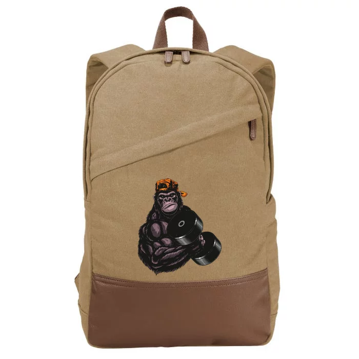 Gorilla Dumbbell Fitness Workout Gym For Lover Bodybuilding Cotton Canvas Backpack