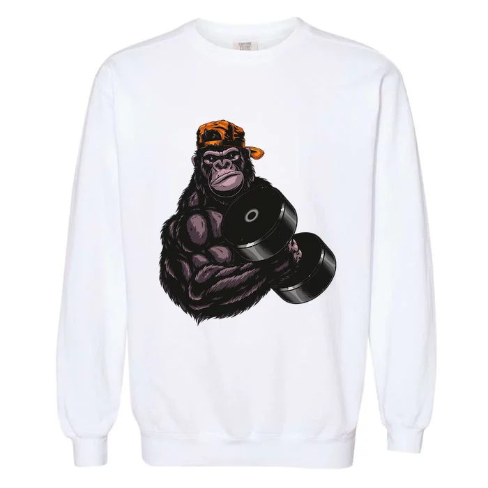 Gorilla Dumbbell Fitness Workout Gym For Lover Bodybuilding Garment-Dyed Sweatshirt