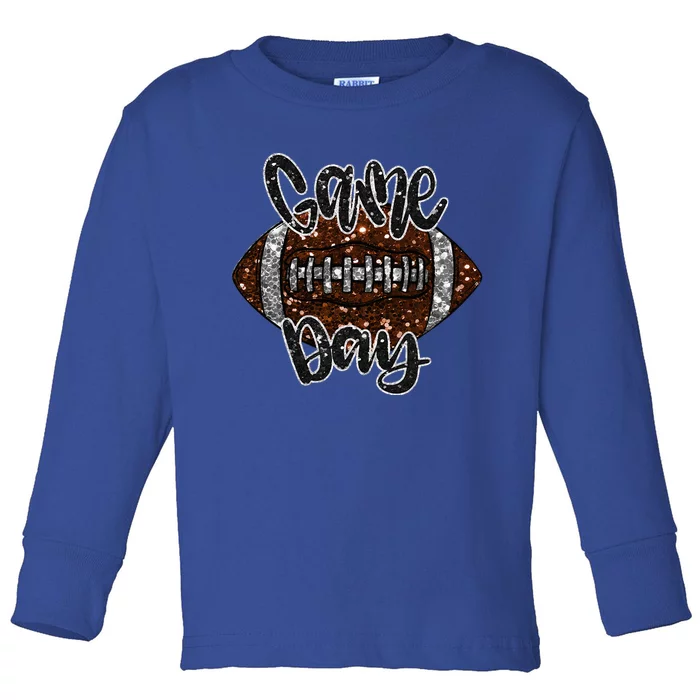 Game Day Football Bling Bling Football Lover Fall Autumn Toddler Long Sleeve Shirt