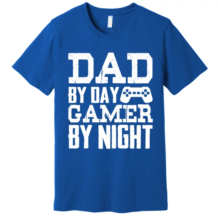 Gamer Dad Funny Gift Dad By Day Gamer By Night Funny Gift Premium T-Shirt