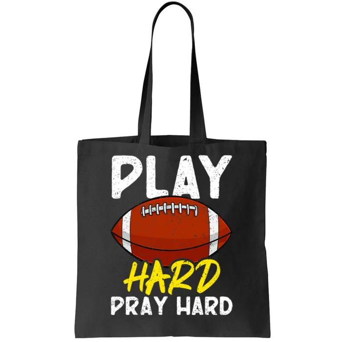 Game Day Football Season Play Hard Pray Hard Sports Tote Bag