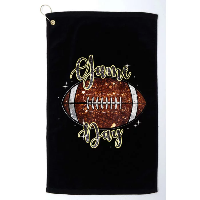 Game Day Football Bling Bling Football Lover Fall Autumn Platinum Collection Golf Towel