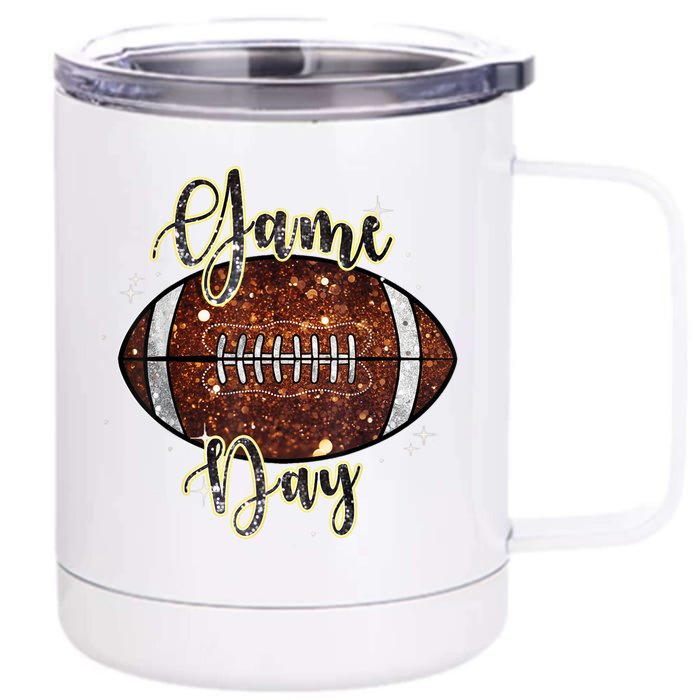 Game Day Football Bling Bling Football Lover Fall Autumn Front & Back 12oz Stainless Steel Tumbler Cup