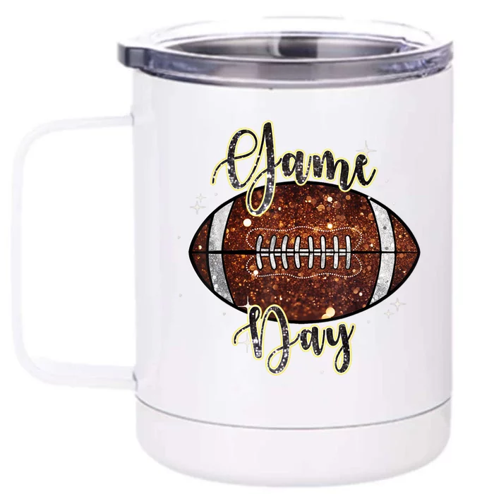 Game Day Football Bling Bling Football Lover Fall Autumn Front & Back 12oz Stainless Steel Tumbler Cup