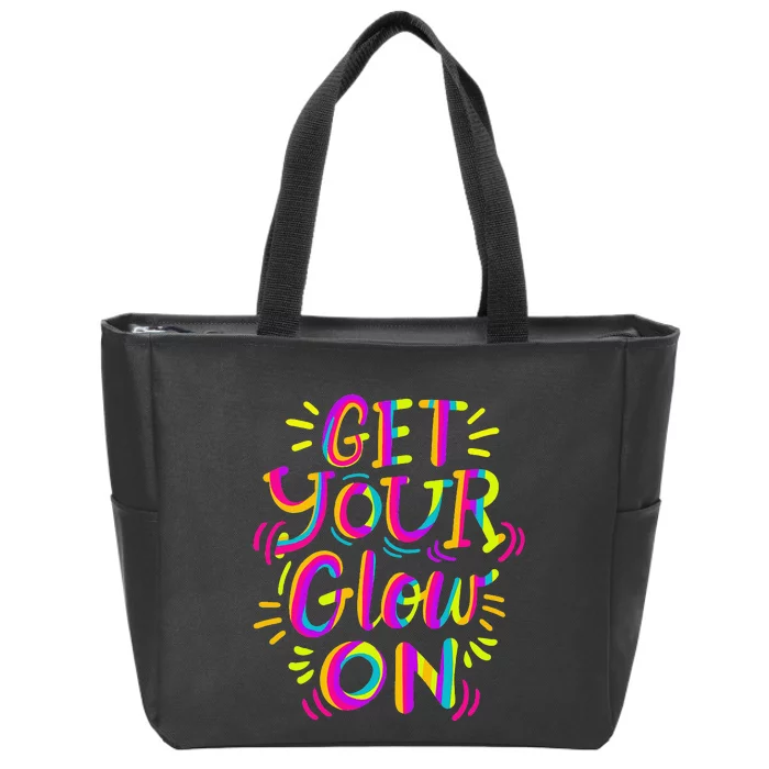 Glow Design for and Adults Bright Colors 80s Themed Zip Tote Bag