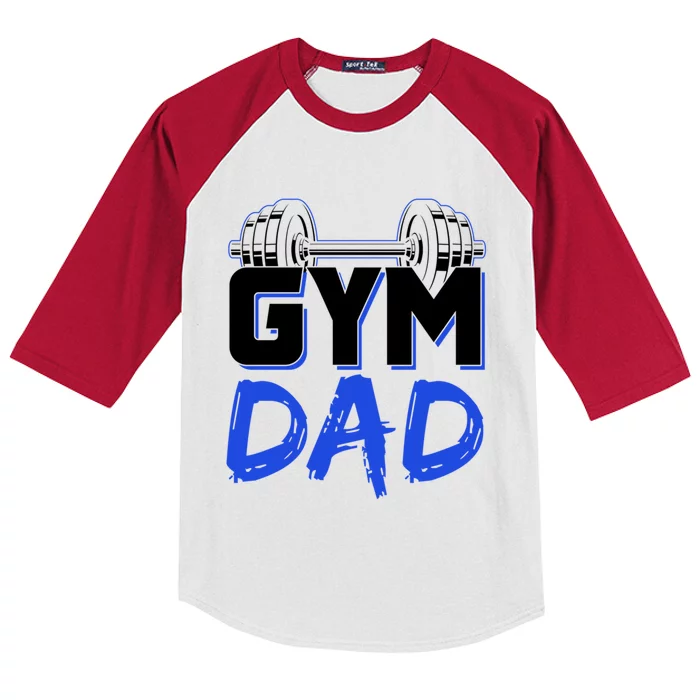 Gym Dad Fitness Workout Weightlifting Training Father Daddy Gift Kids Colorblock Raglan Jersey