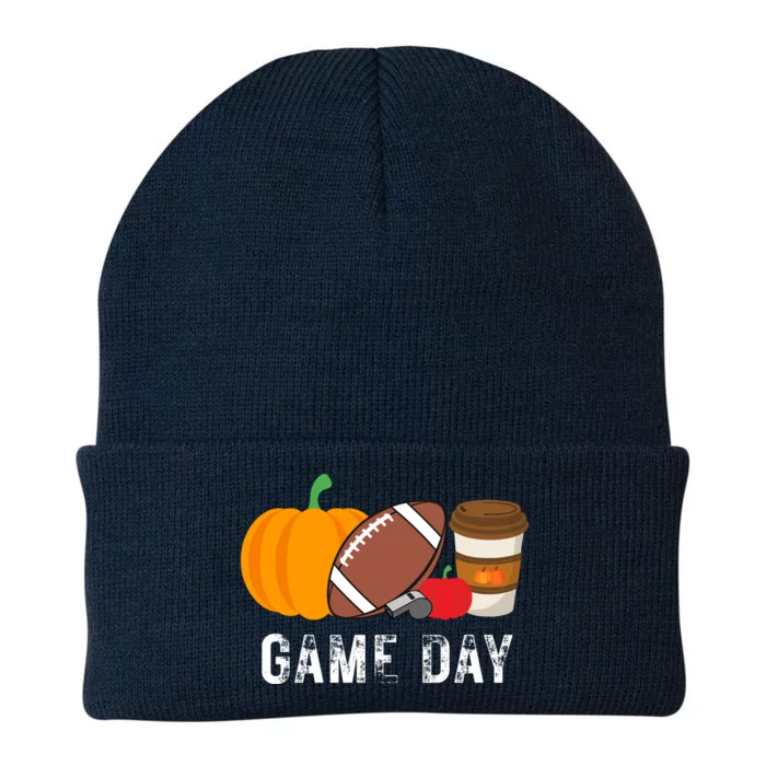 Game Day Football Pumpkin Fall Knit Cap Winter Beanie