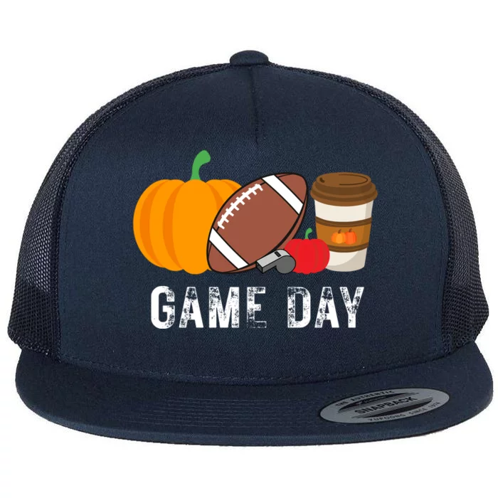 Game Day Football Pumpkin Fall Flat Bill Trucker Hat