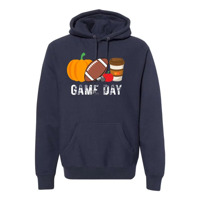 Game Day Football Pumpkin Fall Premium Hoodie