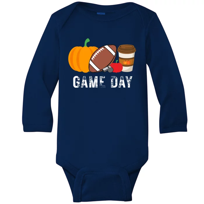 Game Day Football Pumpkin Fall Baby Long Sleeve Bodysuit