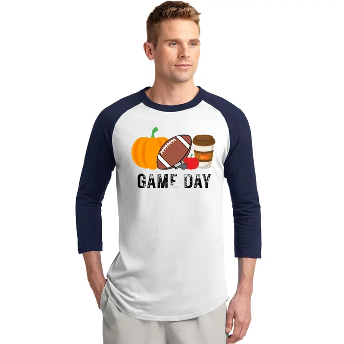 Game Day Football Pumpkin Fall Baseball Sleeve Shirt