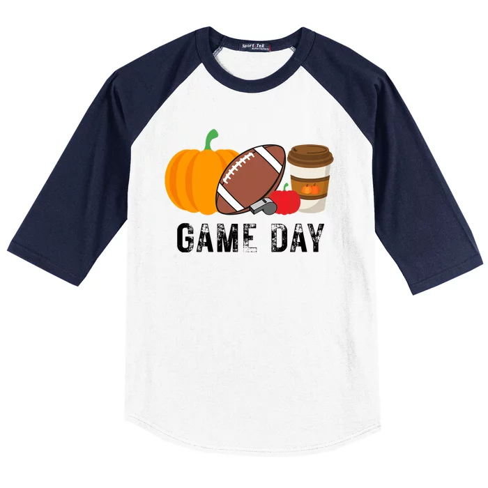 Game Day Football Pumpkin Fall Baseball Sleeve Shirt