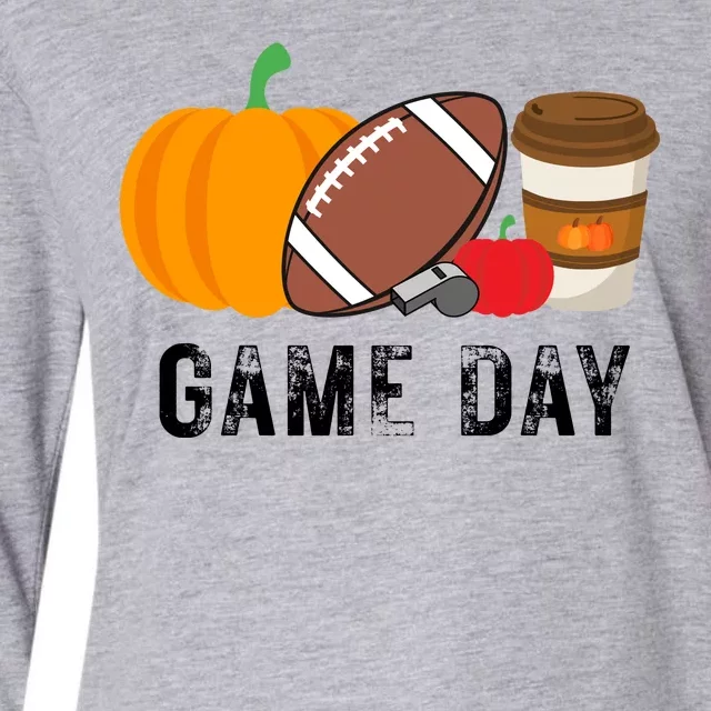 Game Day Football Pumpkin Fall Womens Cotton Relaxed Long Sleeve T-Shirt