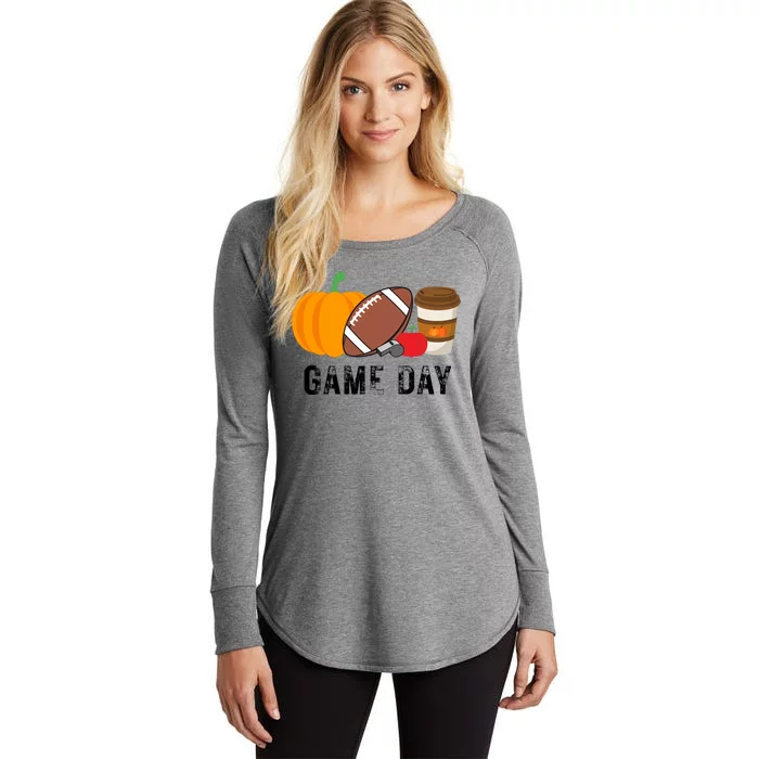 Game Day Football Pumpkin Fall Women's Perfect Tri Tunic Long Sleeve Shirt