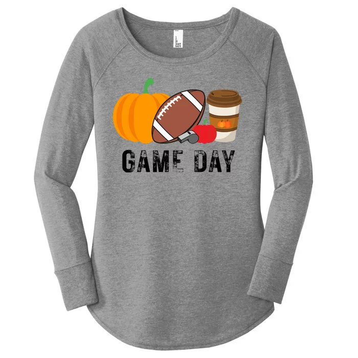 Game Day Football Pumpkin Fall Women's Perfect Tri Tunic Long Sleeve Shirt