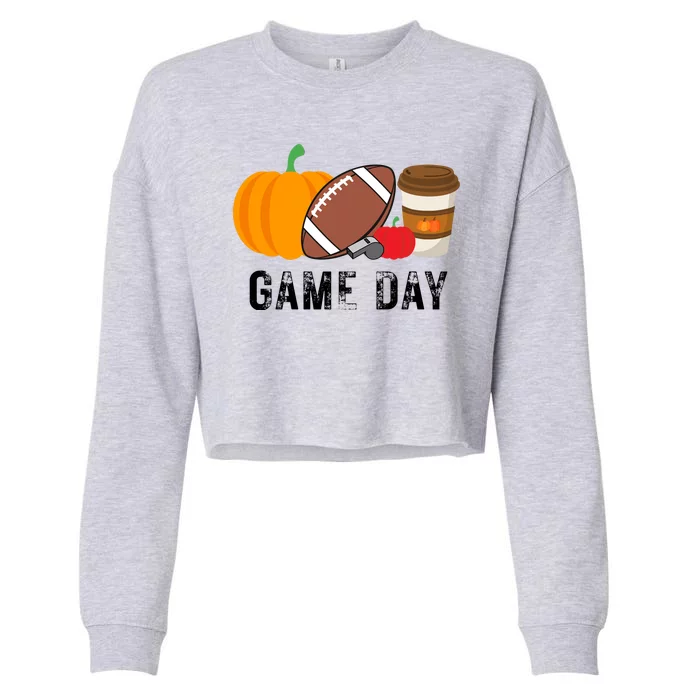 Game Day Football Pumpkin Fall Cropped Pullover Crew