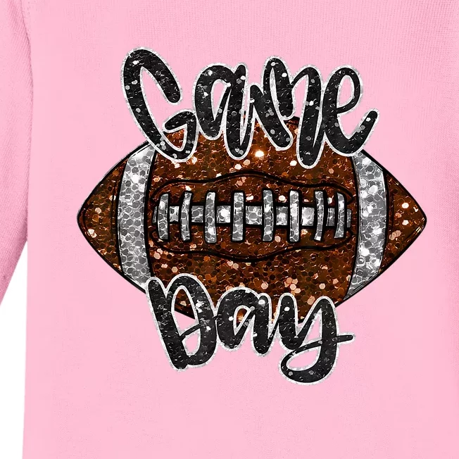 Game Day Football Bling Bling Football Lover Fall Autumn Baby Long Sleeve Bodysuit