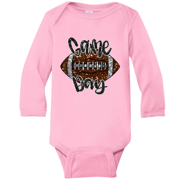 Game Day Football Bling Bling Football Lover Fall Autumn Baby Long Sleeve Bodysuit