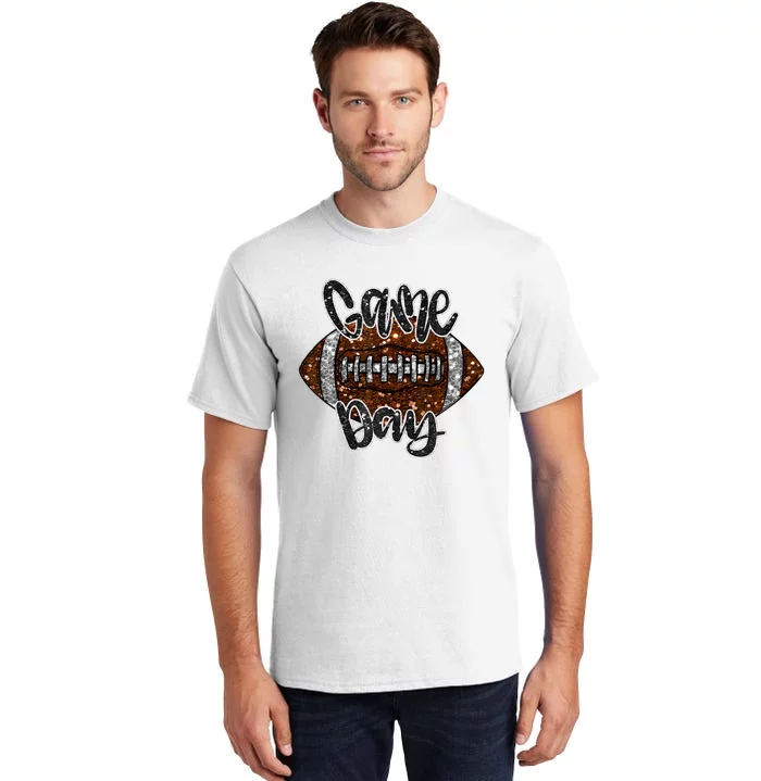 Game Day Football Bling Bling Football Lover Fall Autumn Tall T-Shirt