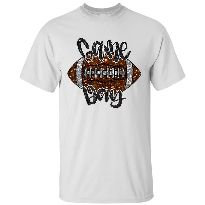 Game Day Football Bling Bling Football Lover Fall Autumn Tall T-Shirt