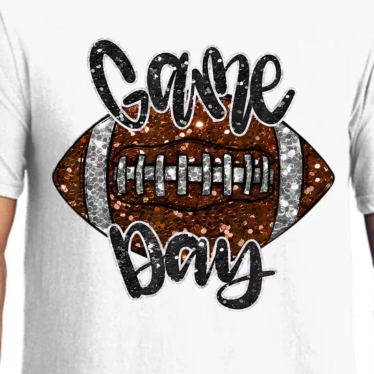 Game Day Football Bling Bling Football Lover Fall Autumn Pajama Set