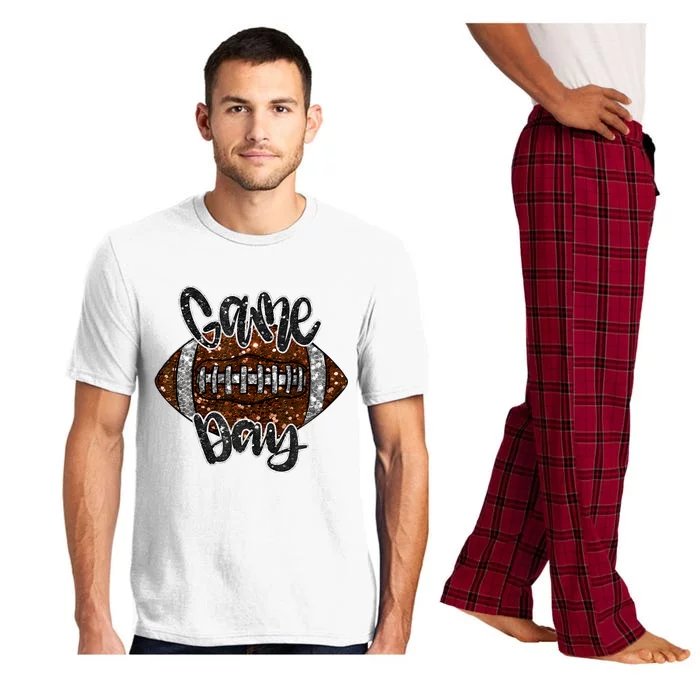 Game Day Football Bling Bling Football Lover Fall Autumn Pajama Set