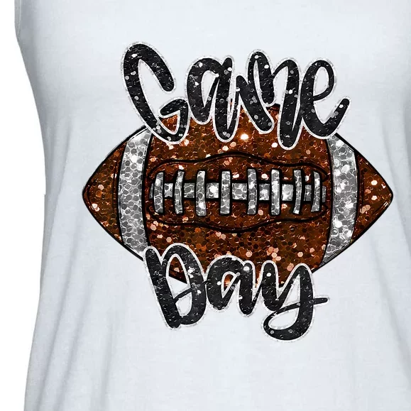 Game Day Football Bling Bling Football Lover Fall Autumn Ladies Essential Flowy Tank