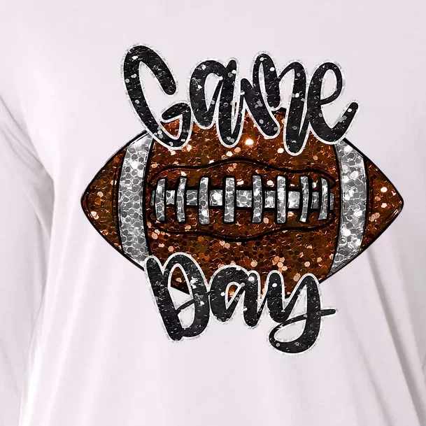 Game Day Football Bling Bling Football Lover Fall Autumn Cooling Performance Long Sleeve Crew