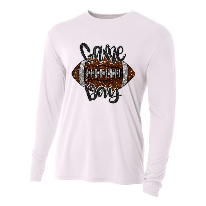 Game Day Football Bling Bling Football Lover Fall Autumn Cooling Performance Long Sleeve Crew