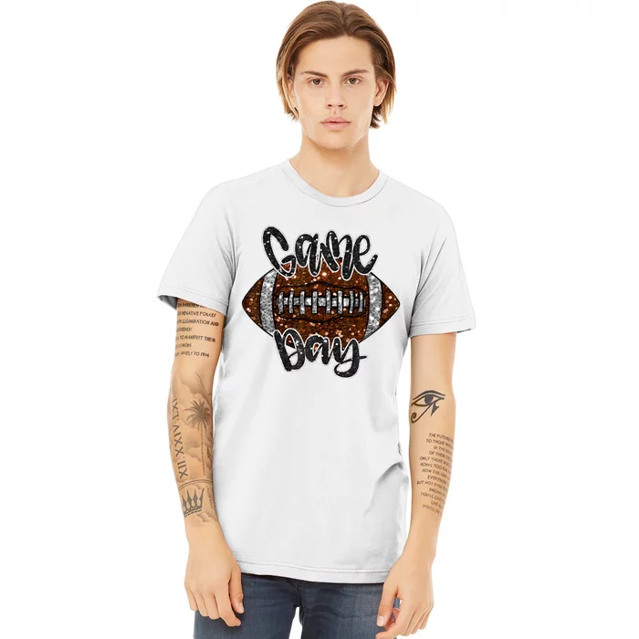 Game Day Football Bling Bling Football Lover Fall Autumn Premium T-Shirt