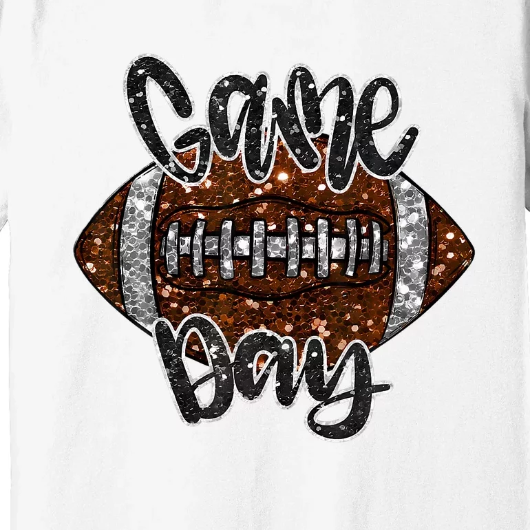 Game Day Football Bling Bling Football Lover Fall Autumn Premium T-Shirt