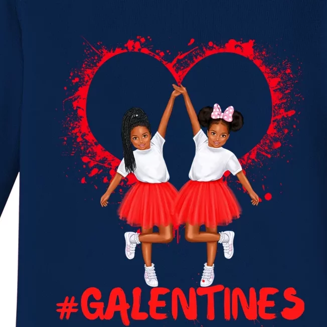 Galentines Day Fun Cute Brown Skin Girls Best Girl Friends Cool Gift Baby Long Sleeve Bodysuit