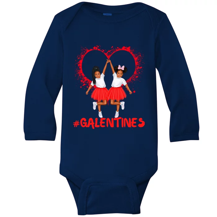 Galentines Day Fun Cute Brown Skin Girls Best Girl Friends Cool Gift Baby Long Sleeve Bodysuit